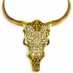 MG Gold/wood tribal bison head