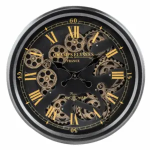 MG Medium Black And Gold Gear Clock