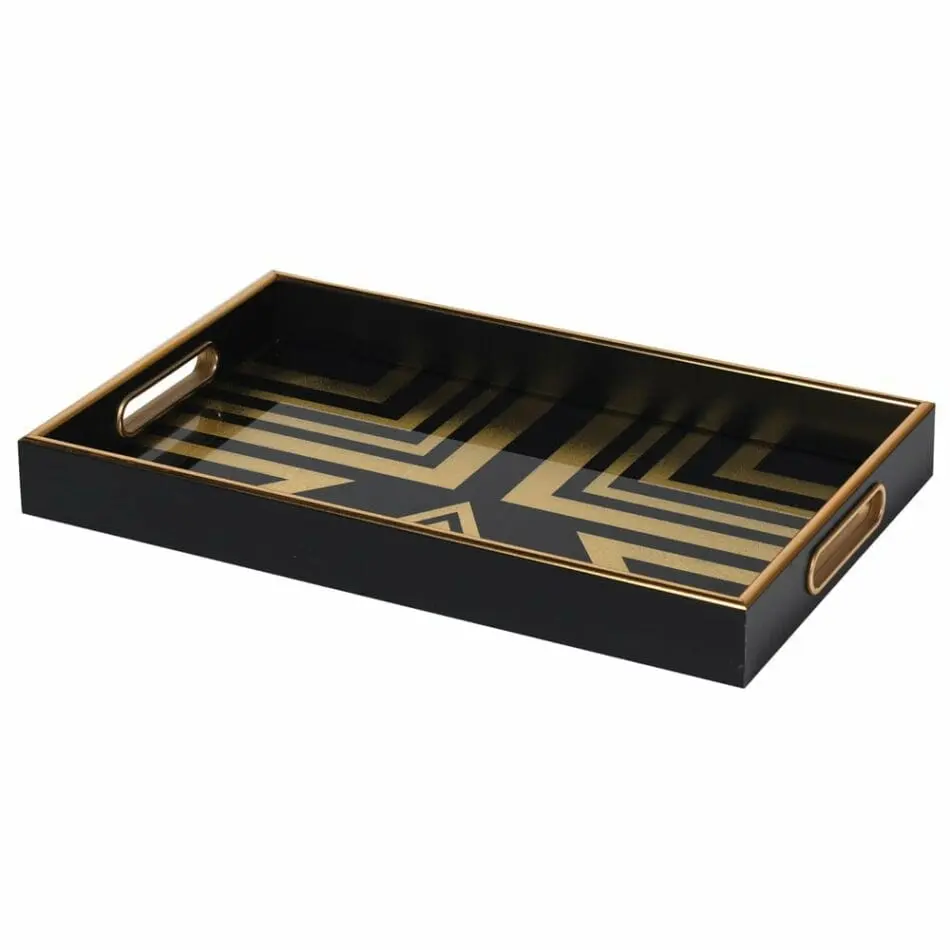 CH Black And Gold Rectangular Tray
