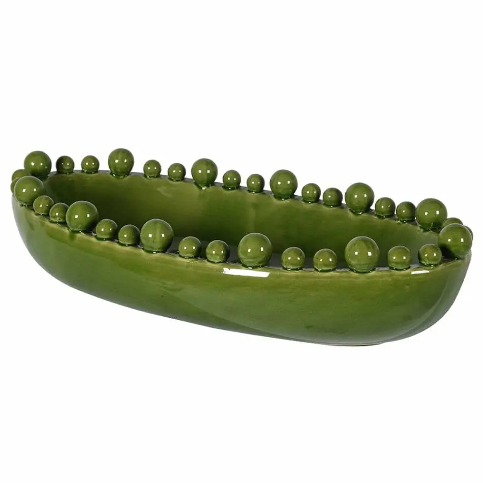 CH Green Oval Bobble Edged Bowl