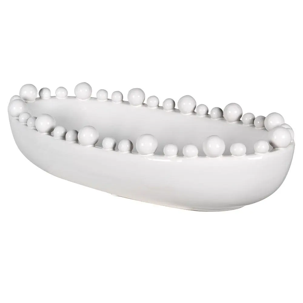 CH White Oval Bobble Edged Bowl