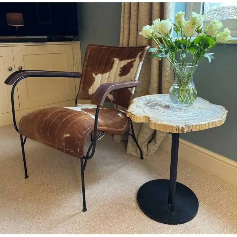 WW Brown And White Cowhide Armchair