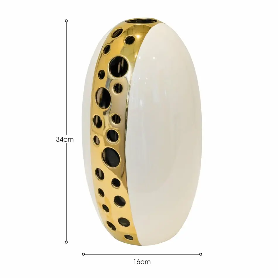FG Cream & Gold Ceramic Vase