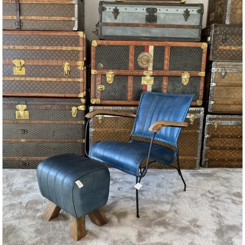 WW Blue Leather Armchair