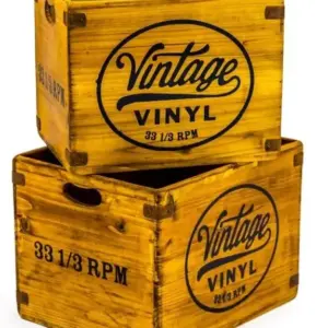 MG Wooden "Vintage Vinyl" LP Record Storage Box - Large