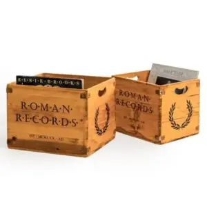 MG Wooden "Roman Records" LP Record Storage Box - Large