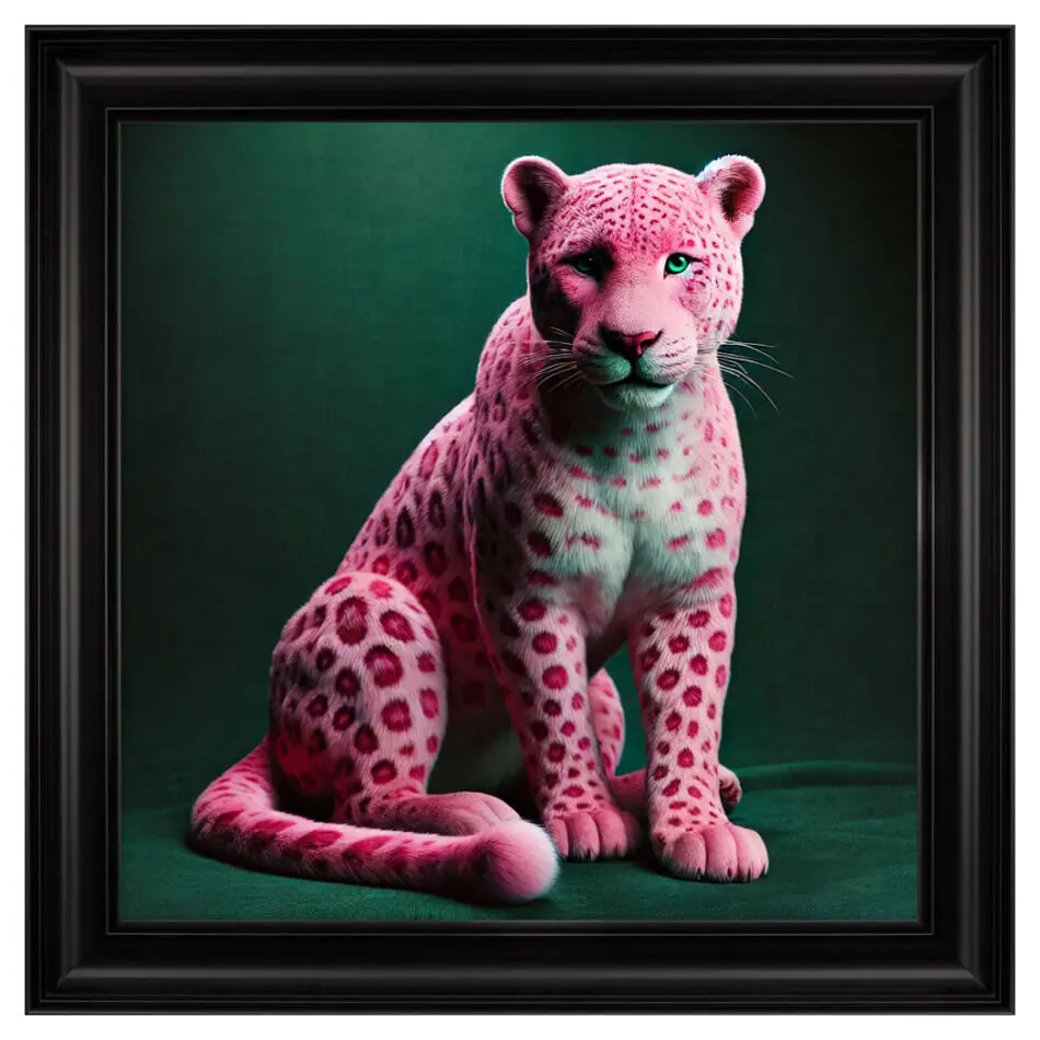 FG Velvet Pink Leopard Framed Artwork - 85cm