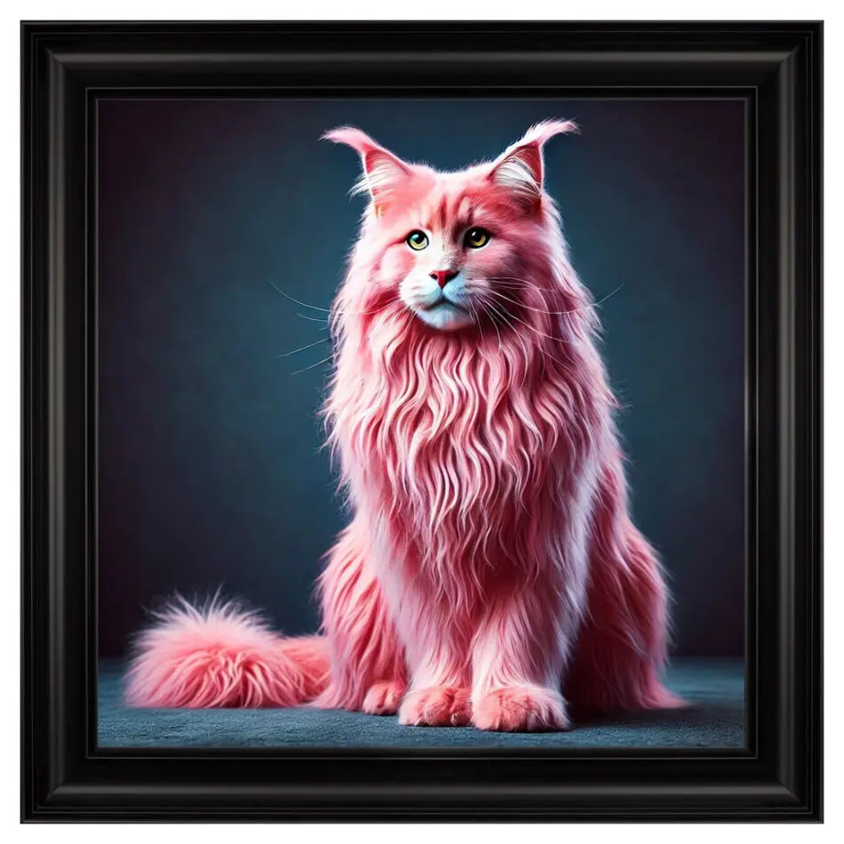 FG Velvet Pink Maine Coon Framed Artwork - 85cm