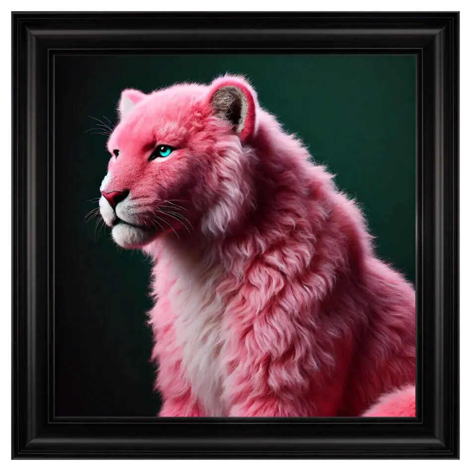 FG Velvet Pink Lioness Framed Artwork - 55cm