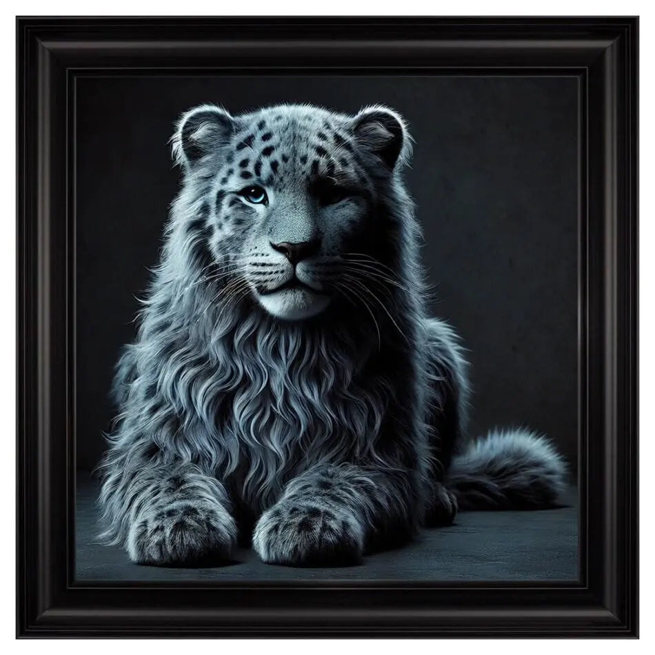 FG Velvet Grey Leopard Framed Artwork - 85cm