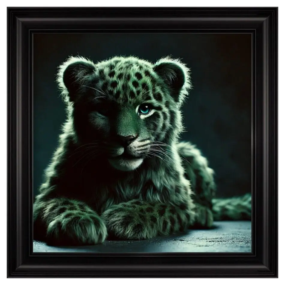 FG Velvet Green Leopard Framed Artwork - 55cm