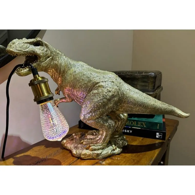 WW T-Rex Dinosaur Lamp - Gold Colour - H33cm x L48cm