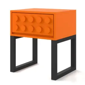 MG Orange Block Solid Wood Single Drawer Bedside Table