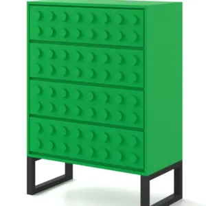 MG Green Block Solid Wood 4 Drawer Chest