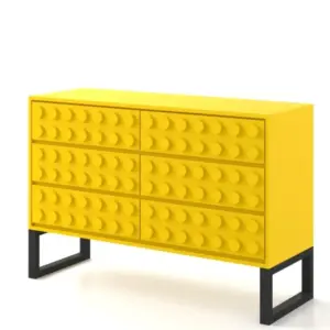 MG Yellow Block Solid Wood 6 Drawer Side Cabinet