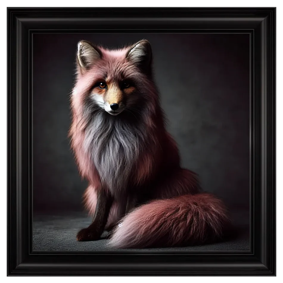 FG Velvet Pink Fox Framed Artwork - 55cm