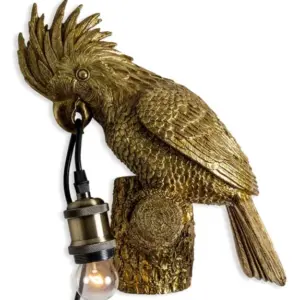 MG Antique Gold Cockatoo on Perch Wall Lamp