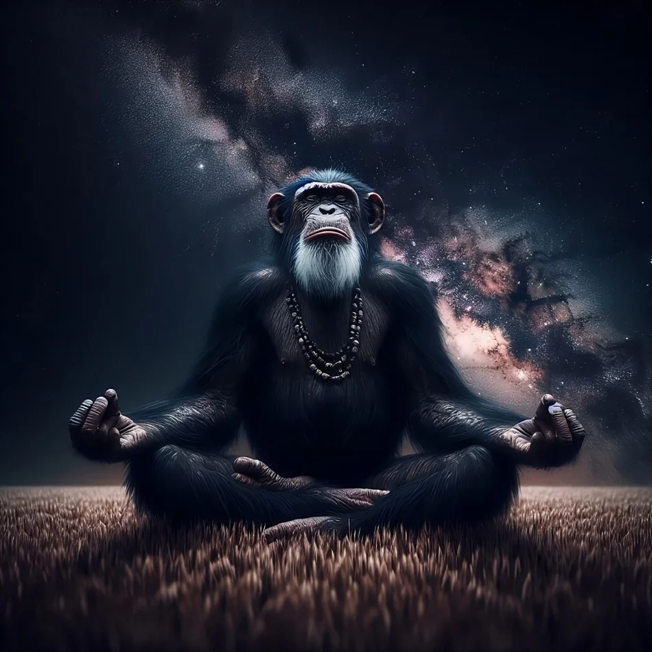 FG Velvet Yoga Chimp Framed Artwork - 55cm