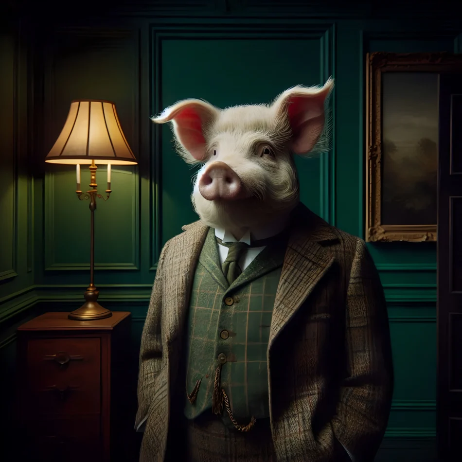 FG Velvet Sir Piggy Framed Artwork - 55cm