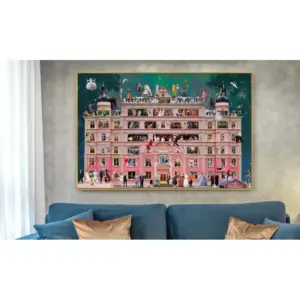 WW 'The Fame Hotel' - Large Framed Artwork - Tempered Glass - 150cm x 100cm