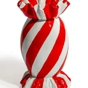 MG Striped Candy Ceramic Vase - Red/White