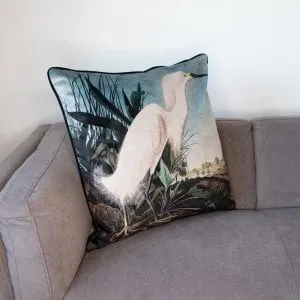HE Luxury Cushion - Snowy Heron