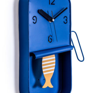 MG Navy Blue Metal Sardine Tin Pendulum Wall Clock