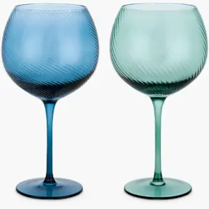 US Twist Gin Balloon Glasses – Set of 2 Blue/Green