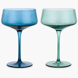 US Twist Champagne Coupes – Set of 2 Blue/Green