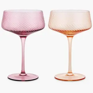US Twist Champagne Coupes – Set of 2 Pink/Peach