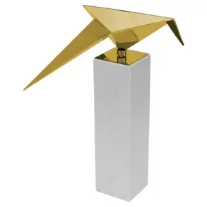 FG Long Tailed Tit on Tall Marble Plinth