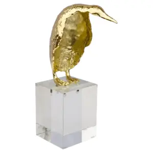 FG Gold Penguin on Tall Crystal Plinth
