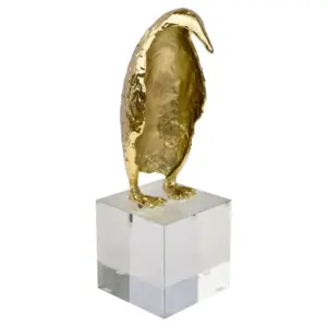 FG Gold Penguin on Short Crystal Plinth