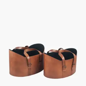 PL Alessio S/2 Vintage Brown Leather Handled Storage