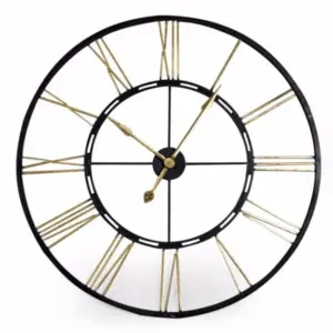 MG Large Black and Gold Iron Skeleton Clock
