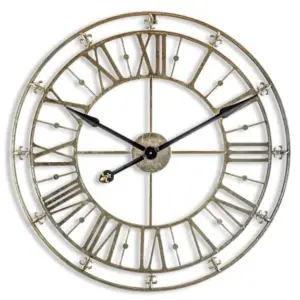 MG Medium Champagne/Silver Iron Skeleton Wall Clock
