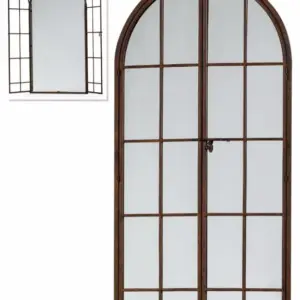 MG Antiqued Iron Large Arch Window Metal Mirror