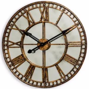 MG Large Gold Clock with Antique Mirror Face