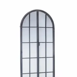 MG Antiqued Lead Grey Iron Large Arch Window Metal Mirror