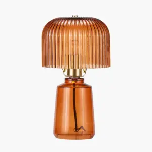 PL Zandra Orange Ribbed Glass Table Lamp