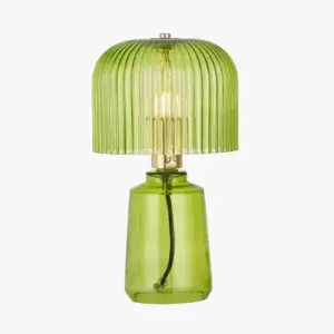 PL Zandra Spring Green Ribbed Glass Table Lamp