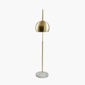 PL Feliciani Brushed Brass Metal and White Marble Floor Lamp