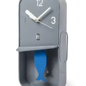 MG Grey Metal Sardine Tin Pendulum Wall Clock