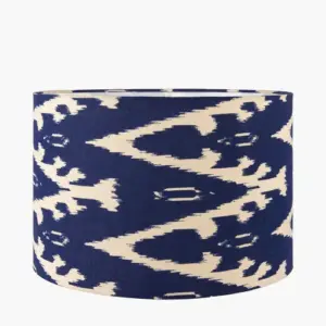 PL Lars 30cm Ocean Blue Ikat Patterned Cylinder Lampshade