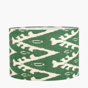 PL 35cm Racing Green Ikat Patterned Cylinder Lampshade