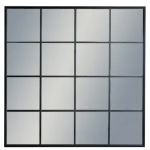 MG Large Black Square Metal Window Mirror