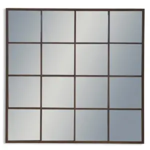 MG Large Antiqued Iron Square Metal Window Mirror