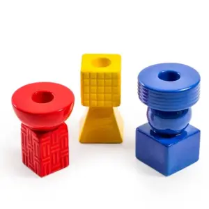 MG Set of 3 Ceramic Geometric Candle Holders