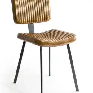 MG Industrial Vintage Ribbed Leather & Iron Chair