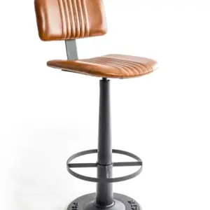MG Industrial Vintage Leather & Iron Bar Stool